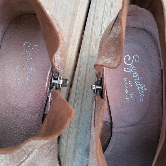 🆕Seychelles | Metallic Silver Brown Leather Ankle Booties Women's Size 6 - Picture 9 of 12